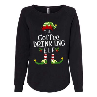 Coffee Drinking Christmas Elf Matching Pajama XMas Party Womens California Wash Sweatshirt