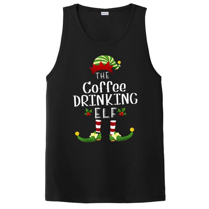 Coffee Drinking Christmas Elf Matching Pajama XMas Party PosiCharge Competitor Tank