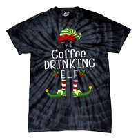 Coffee Drinking Christmas Elf Matching Pajama XMas Party Tie-Dye T-Shirt