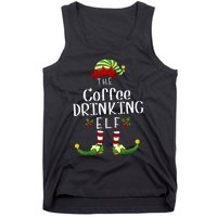 Coffee Drinking Christmas Elf Matching Pajama XMas Party Tank Top