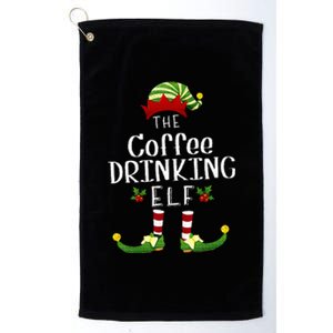 Coffee Drinking Christmas Elf Matching Pajama XMas Party Platinum Collection Golf Towel