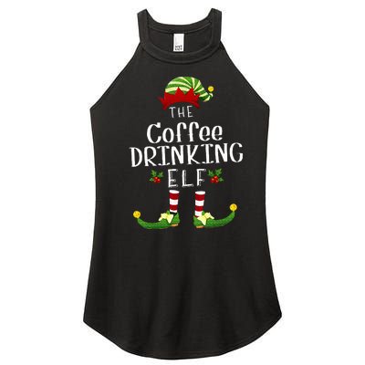 Coffee Drinking Christmas Elf Matching Pajama XMas Party Women's Perfect Tri Rocker Tank