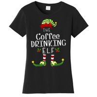 Coffee Drinking Christmas Elf Matching Pajama XMas Party Women's T-Shirt