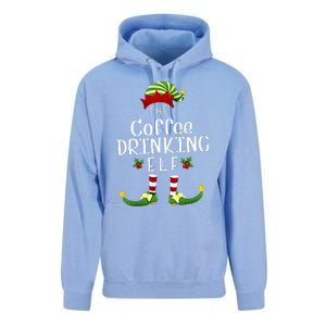 Coffee Drinking Christmas Elf Matching Pajama XMas Party Unisex Surf Hoodie