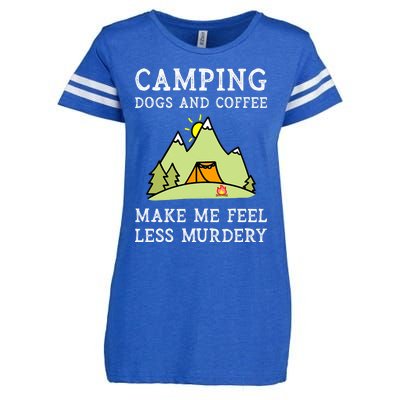 Camping Dogs Coffee Make Me Feel Less Murdery Camper Camp Enza Ladies Jersey Football T-Shirt