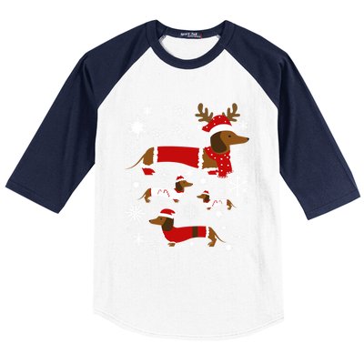 Cute Dachshund Christmas For Dog Lovers Meaningful Gift Baseball Sleeve Shirt