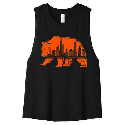 Chicago Downtown City Skyline Illinois Pride Women's Racerback Cropped Tank