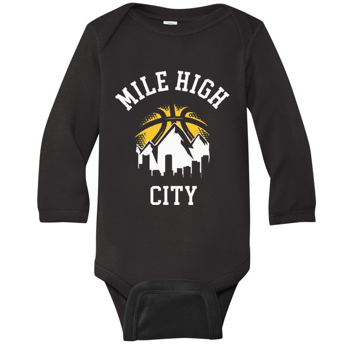 Classic Denver Colorado Mile High Denver City Baby Long Sleeve Bodysuit