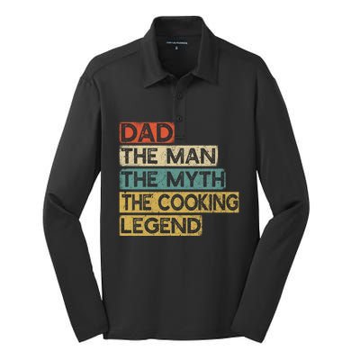 Chef Dad Cooking Legend Home Cook Fathers Day Gift Silk Touch Performance Long Sleeve Polo