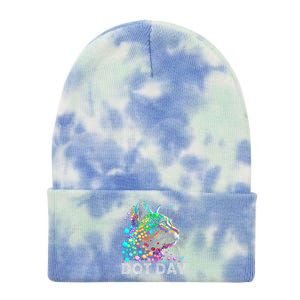 Colorful Dots Cat Lover Happy Dot Day Tie Dye 12in Knit Beanie