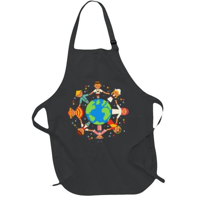 Cultural Diversity Children Around The World Earth Day Gift Full-Length Apron With Pockets