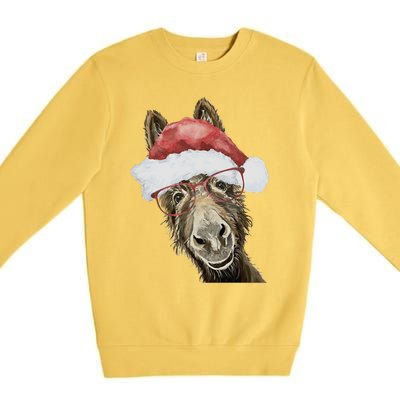 Christmas Donkey, Cute Christmas Donkey Premium Crewneck Sweatshirt