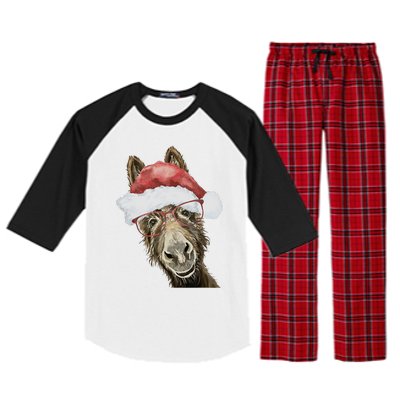 Christmas Donkey, Cute Christmas Donkey Raglan Sleeve Pajama Set