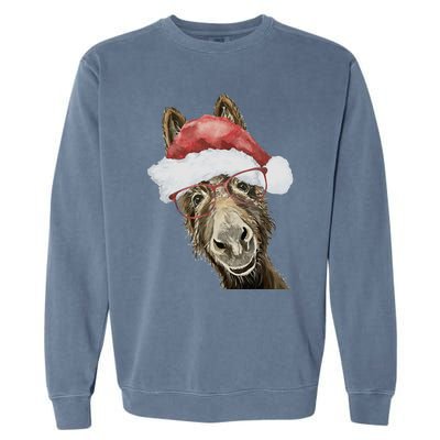 Christmas Donkey, Cute Christmas Donkey Garment-Dyed Sweatshirt