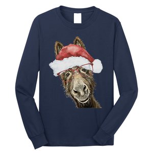 Christmas Donkey, Cute Christmas Donkey Long Sleeve Shirt