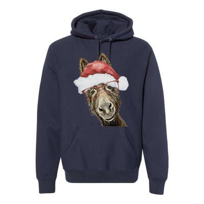 Christmas Donkey, Cute Christmas Donkey Premium Hoodie