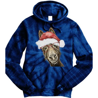 Christmas Donkey, Cute Christmas Donkey Tie Dye Hoodie