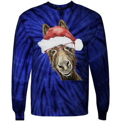 Christmas Donkey, Cute Christmas Donkey Tie-Dye Long Sleeve Shirt