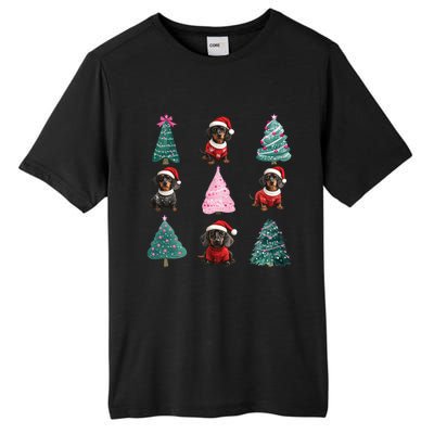 Cute Dachshund Christmas Tree Pattern Merry Xmas Dog Lover Great Gift Tall Fusion ChromaSoft Performance T-Shirt