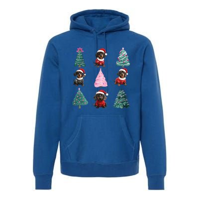 Cute Dachshund Christmas Tree Pattern Merry Xmas Dog Lover Great Gift Premium Hoodie