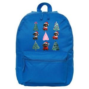 Cute Dachshund Christmas Tree Pattern Merry Xmas Dog Lover Great Gift 16 in Basic Backpack