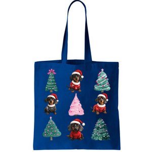 Cute Dachshund Christmas Tree Pattern Merry Xmas Dog Lover Great Gift Tote Bag