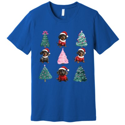 Cute Dachshund Christmas Tree Pattern Merry Xmas Dog Lover Great Gift Premium T-Shirt