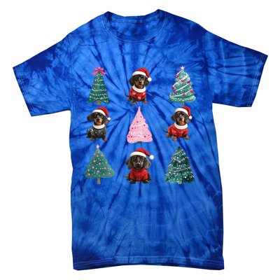 Cute Dachshund Christmas Tree Pattern Merry Xmas Dog Lover Great Gift Tie-Dye T-Shirt