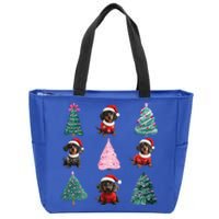 Cute Dachshund Christmas Tree Pattern Merry Xmas Dog Lover Great Gift Zip Tote Bag