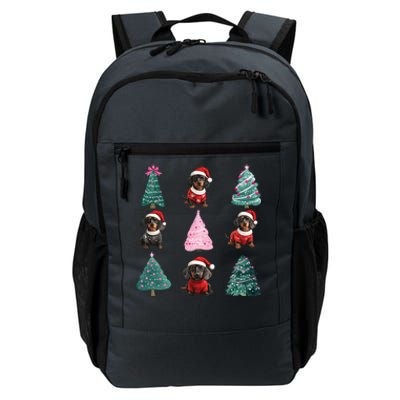 Cute Dachshund Christmas Tree Pattern Merry Xmas Dog Lover Great Gift Daily Commute Backpack