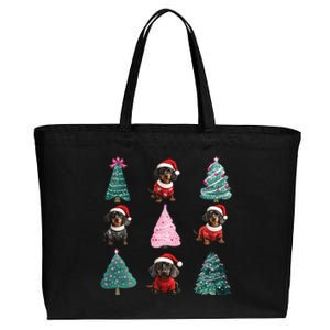 Cute Dachshund Christmas Tree Pattern Merry Xmas Dog Lover Great Gift Cotton Canvas Jumbo Tote