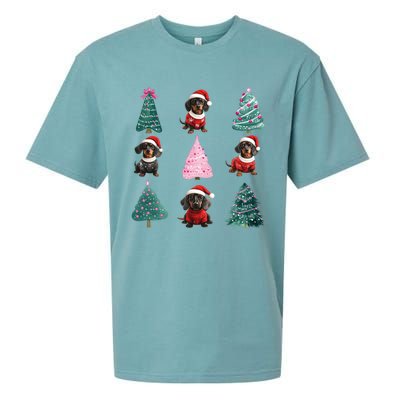 Cute Dachshund Christmas Tree Pattern Merry Xmas Dog Lover Great Gift Sueded Cloud Jersey T-Shirt