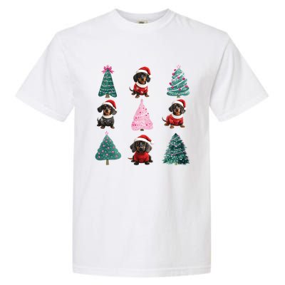 Cute Dachshund Christmas Tree Pattern Merry Xmas Dog Lover Great Gift Garment-Dyed Heavyweight T-Shirt