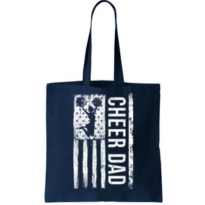 Cheer Dad Cheerleading American Flag Fathers Day Cheerleader Tote Bag