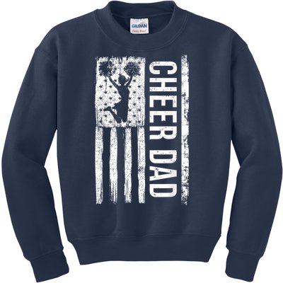 Cheer Dad Cheerleading American Flag Fathers Day Cheerleader Kids Sweatshirt