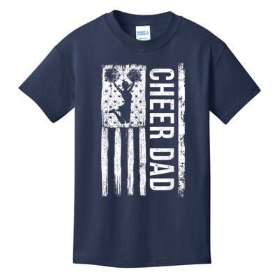 Cheer Dad Cheerleading American Flag Fathers Day Cheerleader Kids T-Shirt