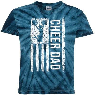 Cheer Dad Cheerleading American Flag Fathers Day Cheerleader Kids Tie-Dye T-Shirt