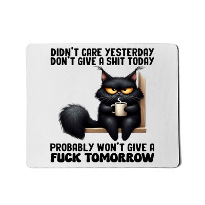 Cat Didn't Care Yesterday Don't Give A Shit Today Probably  Mousepad