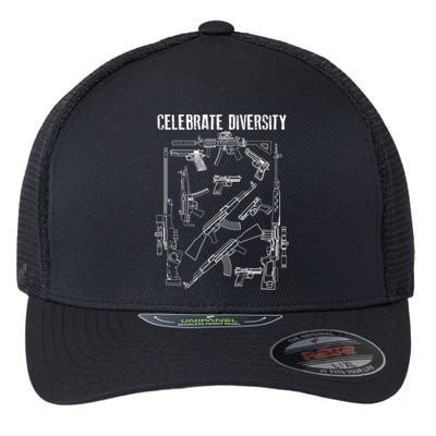 Celebrate Diversity Cute Black Firearm Owners Funny Gift Meaningful Gift Flexfit Unipanel Trucker Cap