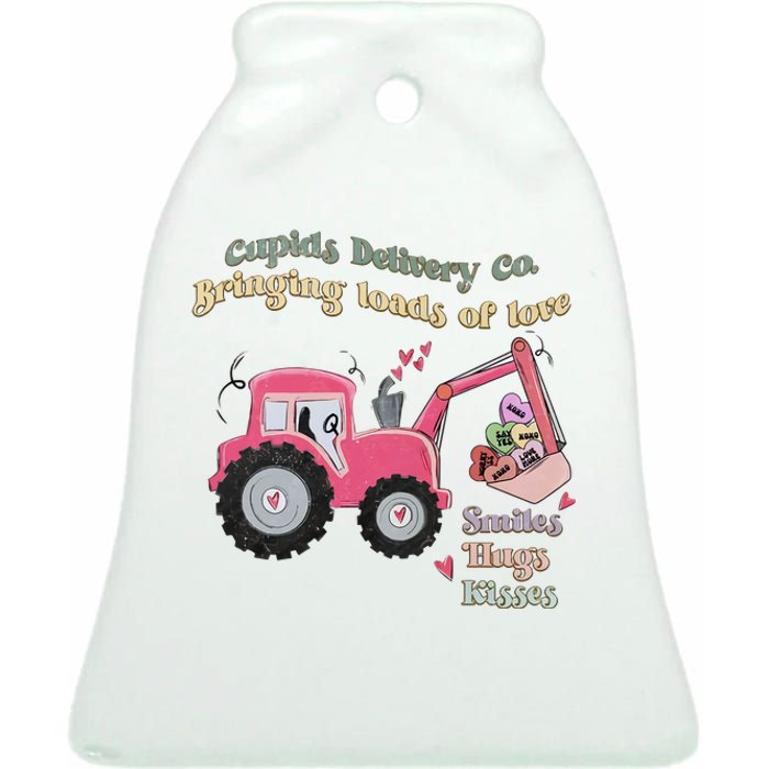 Cupid's Delivery Co Brings Loads Of Love Valentine's Day Excavator Ceramic Bell Ornament