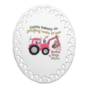 Cupid's Delivery Co Brings Loads Of Love Valentine's Day Excavator Ceramic Oval Ornament