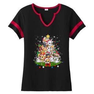 Chihuahua Dog Christmas Tree Lights Funny Xmas Dog Lover Gift Ladies Halftime Notch Neck Tee