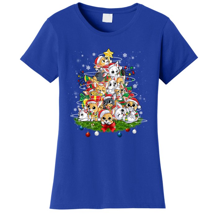 Chihuahua Dog Christmas Tree Lights Funny Xmas Dog Lover Gift Women's T-Shirt