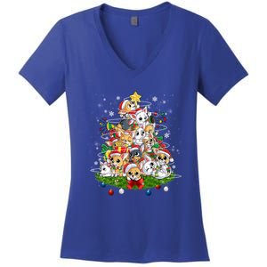 Chihuahua Dog Christmas Tree Lights Funny Xmas Dog Lover Gift Women's V-Neck T-Shirt