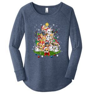 Chihuahua Dog Christmas Tree Lights Funny Xmas Dog Lover Gift Women's Perfect Tri Tunic Long Sleeve Shirt