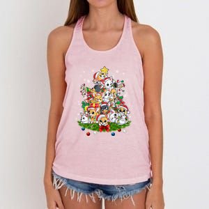 Chihuahua Dog Christmas Tree Lights Funny Xmas Dog Lover Gift Women's Knotted Racerback Tank