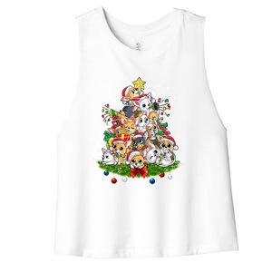 Chihuahua Dog Christmas Tree Lights Funny Xmas Dog Lover Gift Women's Racerback Cropped Tank