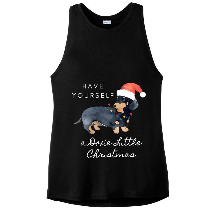 Cute Dachshund Christmas Sweater Doxie Christmas Sweater Gift Ladies PosiCharge Tri-Blend Wicking Tank