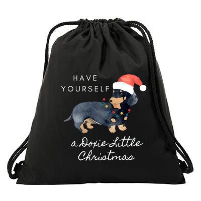 Cute Dachshund Christmas Sweater Doxie Christmas Sweater Gift Drawstring Bag