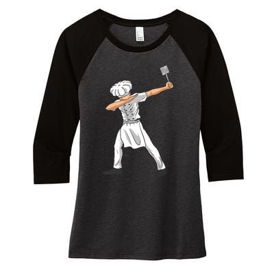 Chef Dabbing Culinary Sous Chef Cuisine Kitchen Chief Cook Women's Tri-Blend 3/4-Sleeve Raglan Shirt